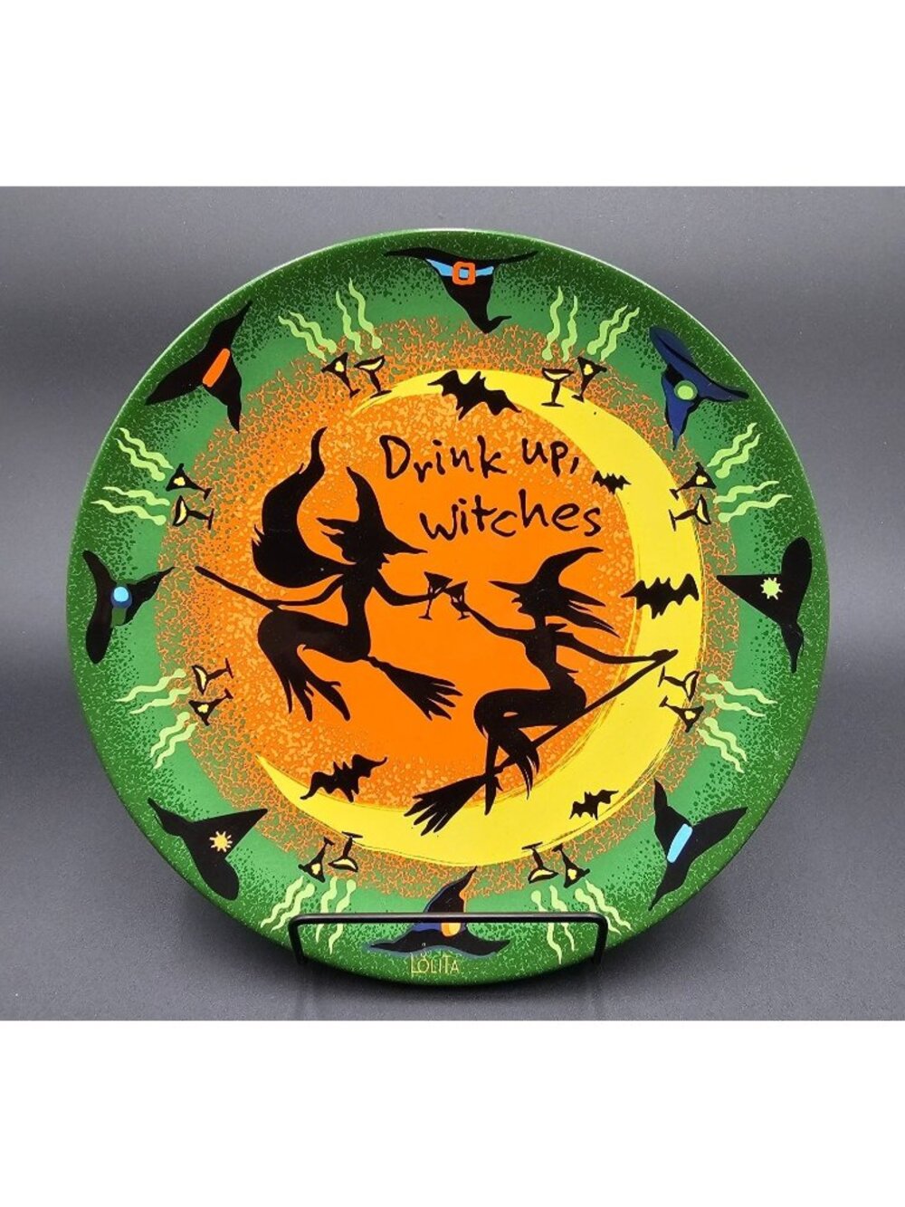 Certified International Lolita Drink Up Witches 9" Halloween Plate Ceramic Cute
